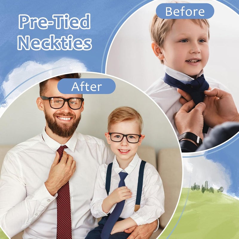 LJBFNN Store Ties for Boys Kids, Pre-Tied Clip on Tie Stripe Neckties for School Uniforms Graduation Wedding Parties Cosplay Causal - Image 2